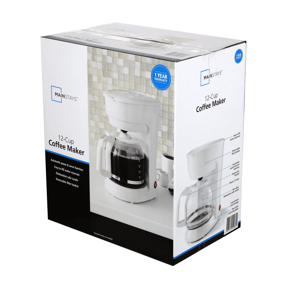 (2 pack) Mainstays 12-Cup Drip Coffee Maker, 1.8 L, White