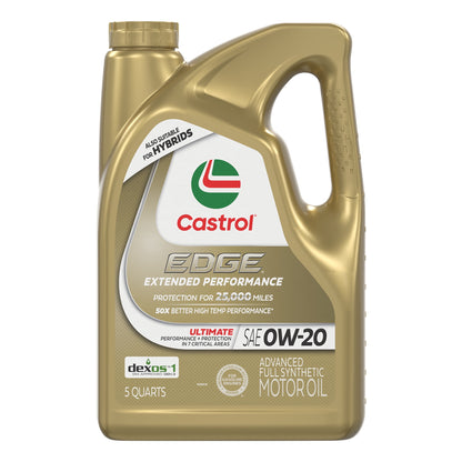 Castrol EDGE Extended Performance 0W-20 Advanced Full Synthetic Motor Oil, 5 Quarts