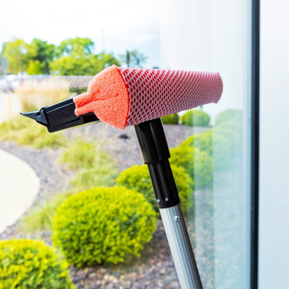 Libman Black and Red Telescopic Window Washer Squeegee and Sponge Combination Assembled Height 96"