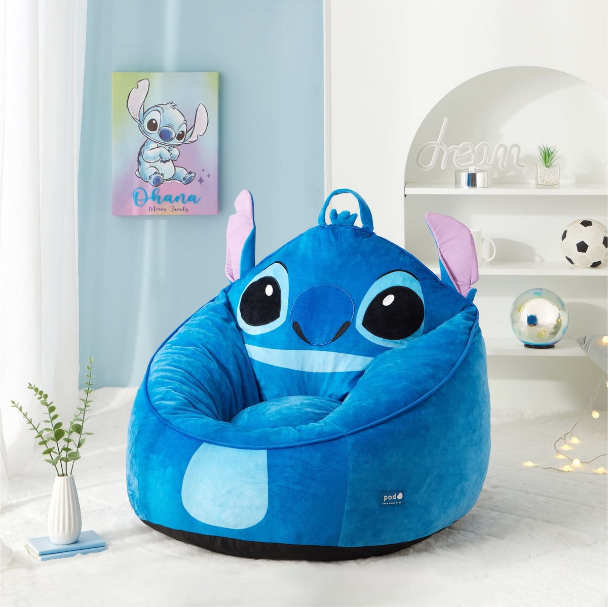 Disney Stitch Kids' Compressed Foam Bean Bag Chair, Blue