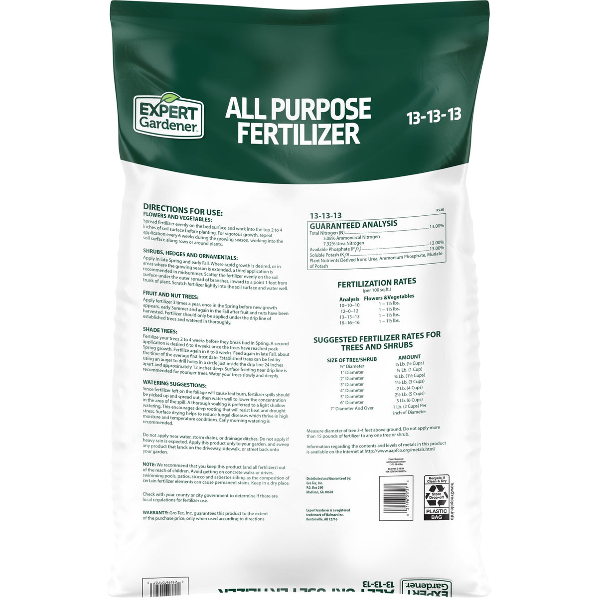 Expert Gardener All Purpose Fertilizer 13-13-13, 40 lb