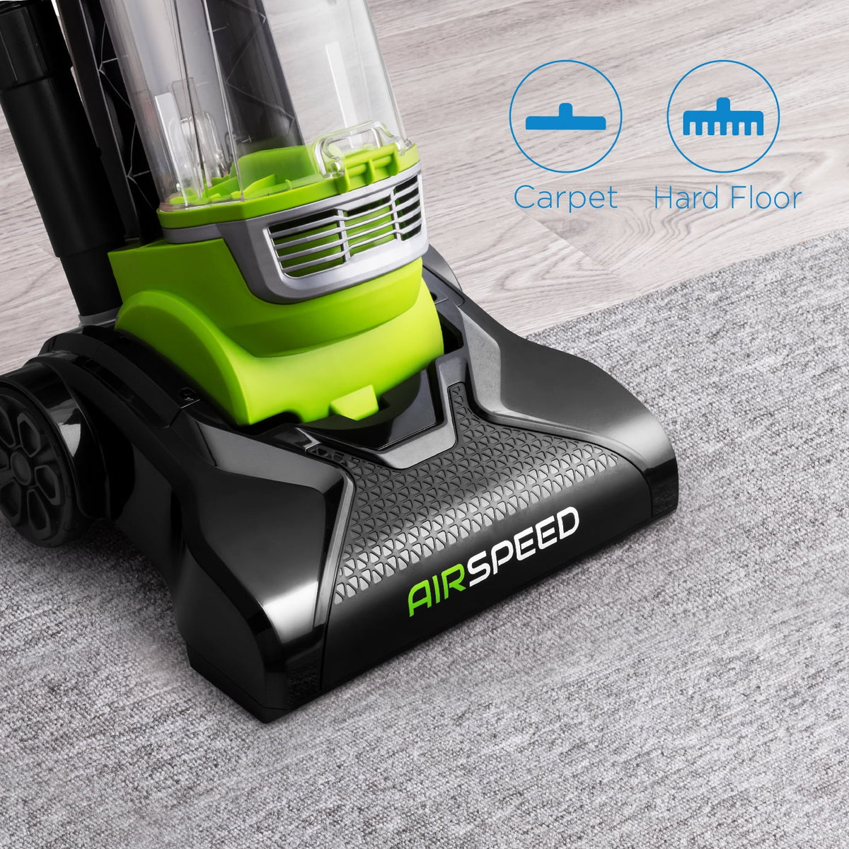 Eureka Bagless Upright Vacuum, Airspeed, Ultra Lightweight & Compact Design, with Crevice Tool, Dusting Brush and Large Dustcup, NEU100, Green & Black