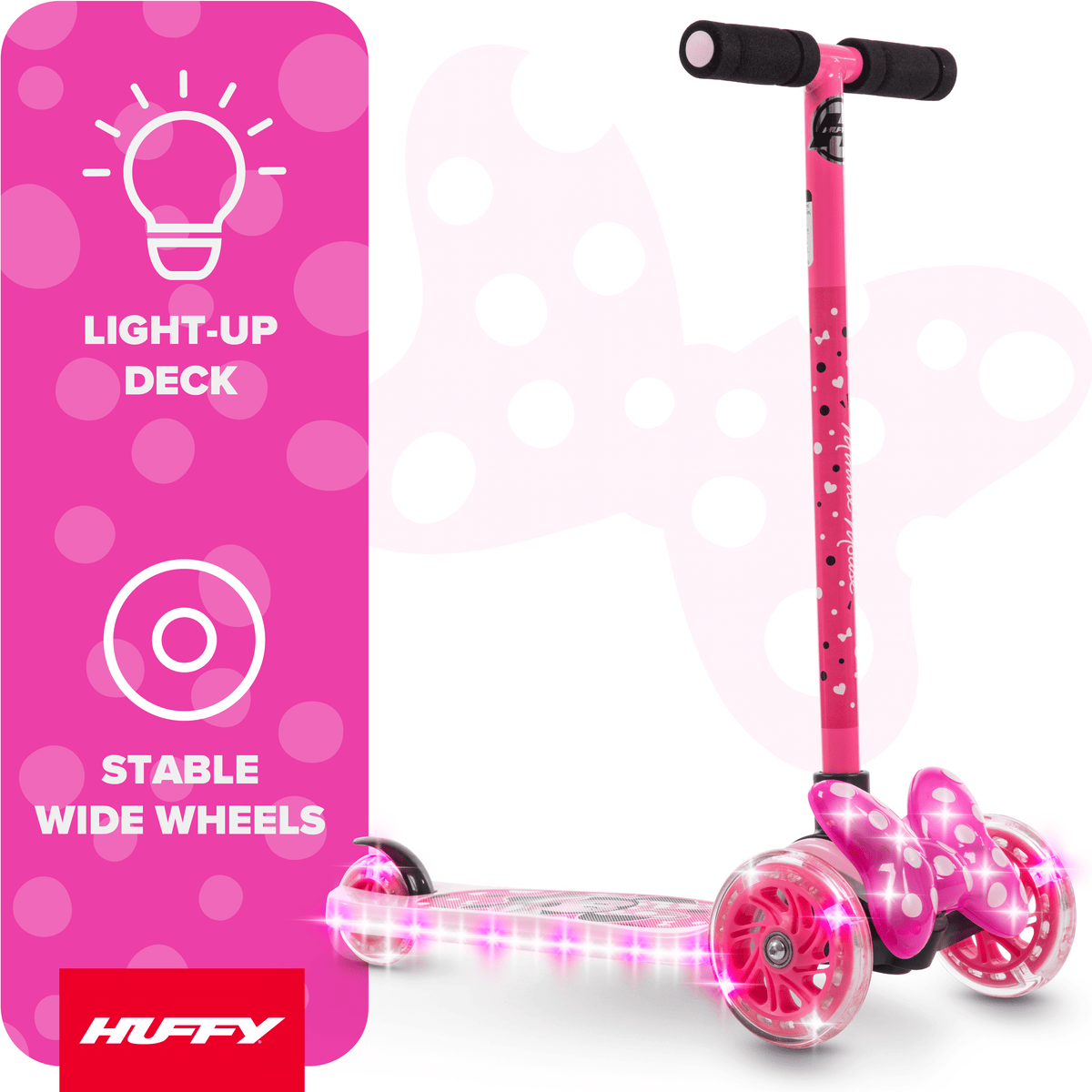Huffy Disney Minnie Mouse Light-Up Toddler Scooter, Ages 3+, Pink, Girls