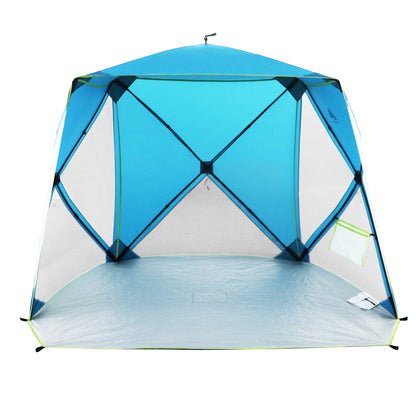 Ozark Trail 82 in x 70 in x 63 in Pop-Up Beach Shelter with UPF50+ Protection, Blue
