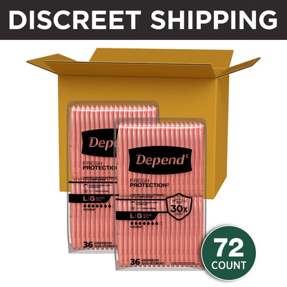 Depend Fresh Protection Incontinence Underwear for Women, Adult Diapers, L (72 Count)