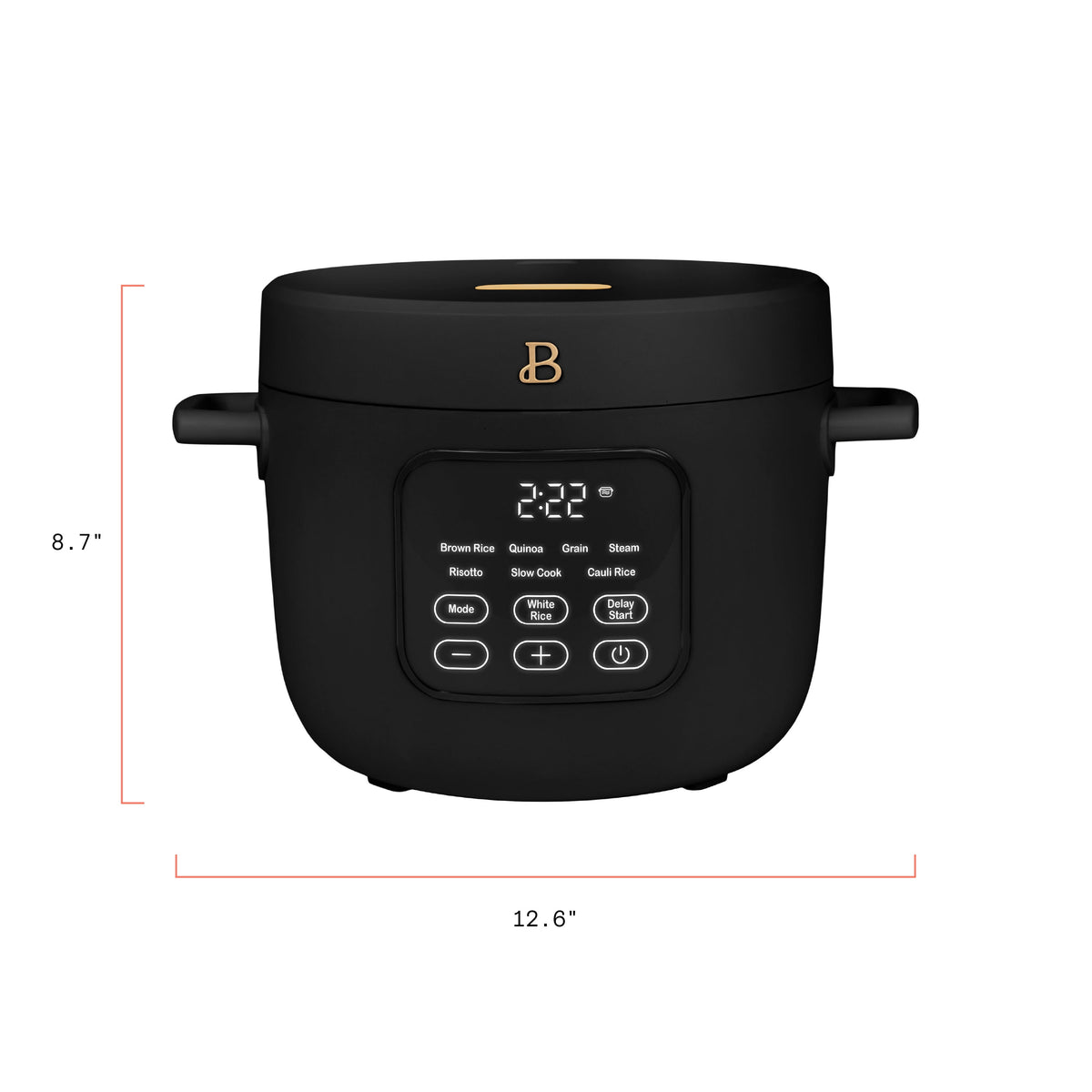Beautiful 14-Cup Cooked, 6-Cups Uncooked Electric Rice and Grain Cooker, EverGood Ceramic Nonstick Coating, Black Sesame by Drew Barrymore