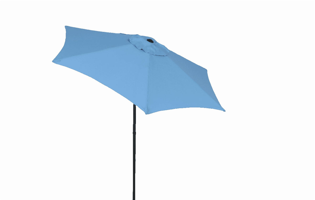 Mainstays 7.5ft Market Outdoor Umbrella with Push-Up Lift and 3-Angle Tilt in Light Blue Paradise