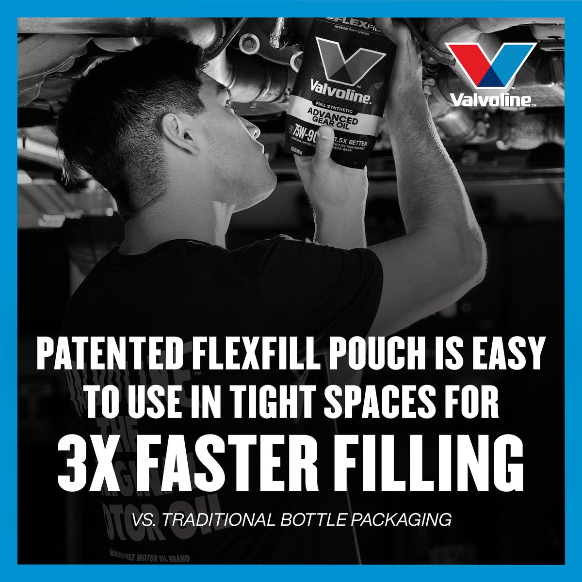 (3 pack) Valvoline FlexFill Advanced Full Synthetic 75W-90 Gear Oil 1 Quart Pouch