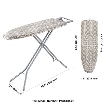KFFKFF 51 x 13 Ironing Board, 4 Layer Thick & 7 Height Adjustable, Ironing Board with Heat Resistance Cover for Laundry
