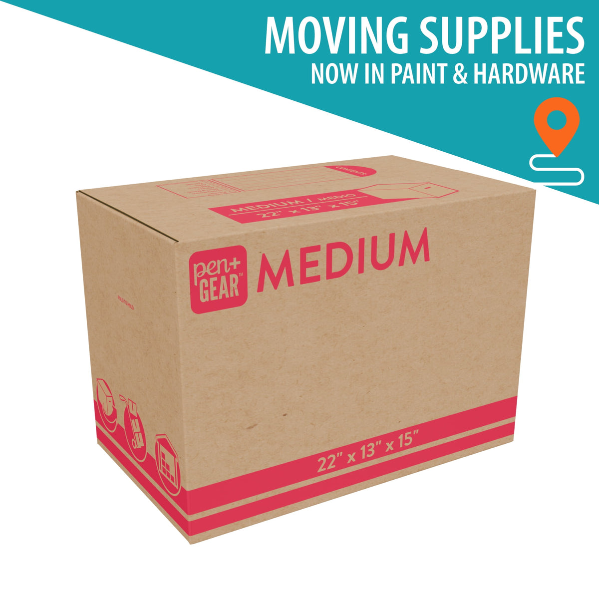 (25 pack) Pen+Gear Medium Moving Box, 22 in. L x 13 in. W x 15 in. H, Kraft