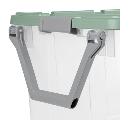Sterilite Extra-Large Wheeled Rugged Storage Bin, 160 Quart Durable Clear Storage Container with Latching Lid and Pull Handle, Green, 2 Pack