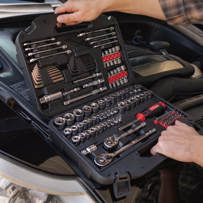 Hyper Tough 145-Piece Mechanics Tool Set, 1/4, 3/8 & 1/2-inch Drive (SAE & mm)