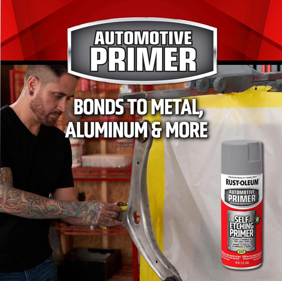 (4 pack) Rust-Oleum Automotive Self Etching Primer Spray, Dark Green, 12 oz