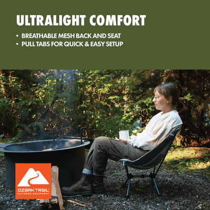 Ozark Trail Ultra-Lightweight Backpacking Chair with Carry Bag, Turquoise Sea Frame