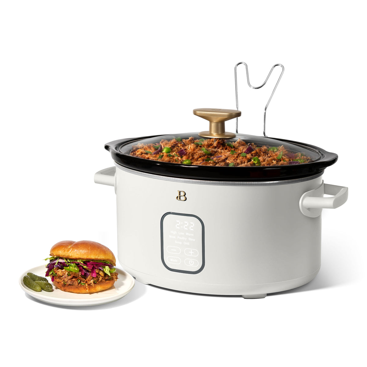 Beautiful 6 Qt Programmable Slow Cooker, White Icing by Drew Barrymore