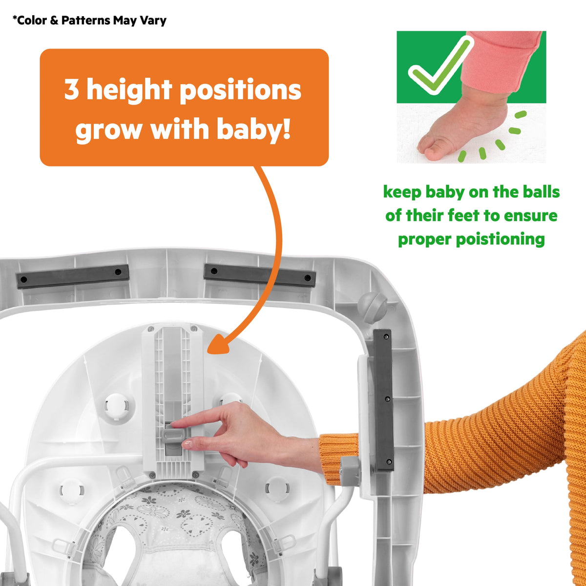 Bright Starts Wanderlights 2-in-1 Baby Walker for Infants, Blue, Green
