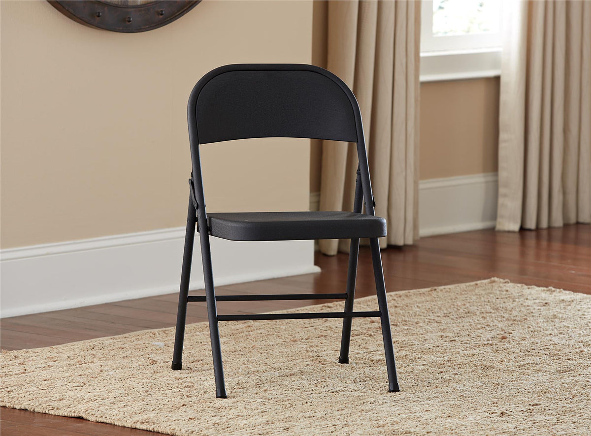 Mainstays Steel Folding Chair, Black, Set of 4
