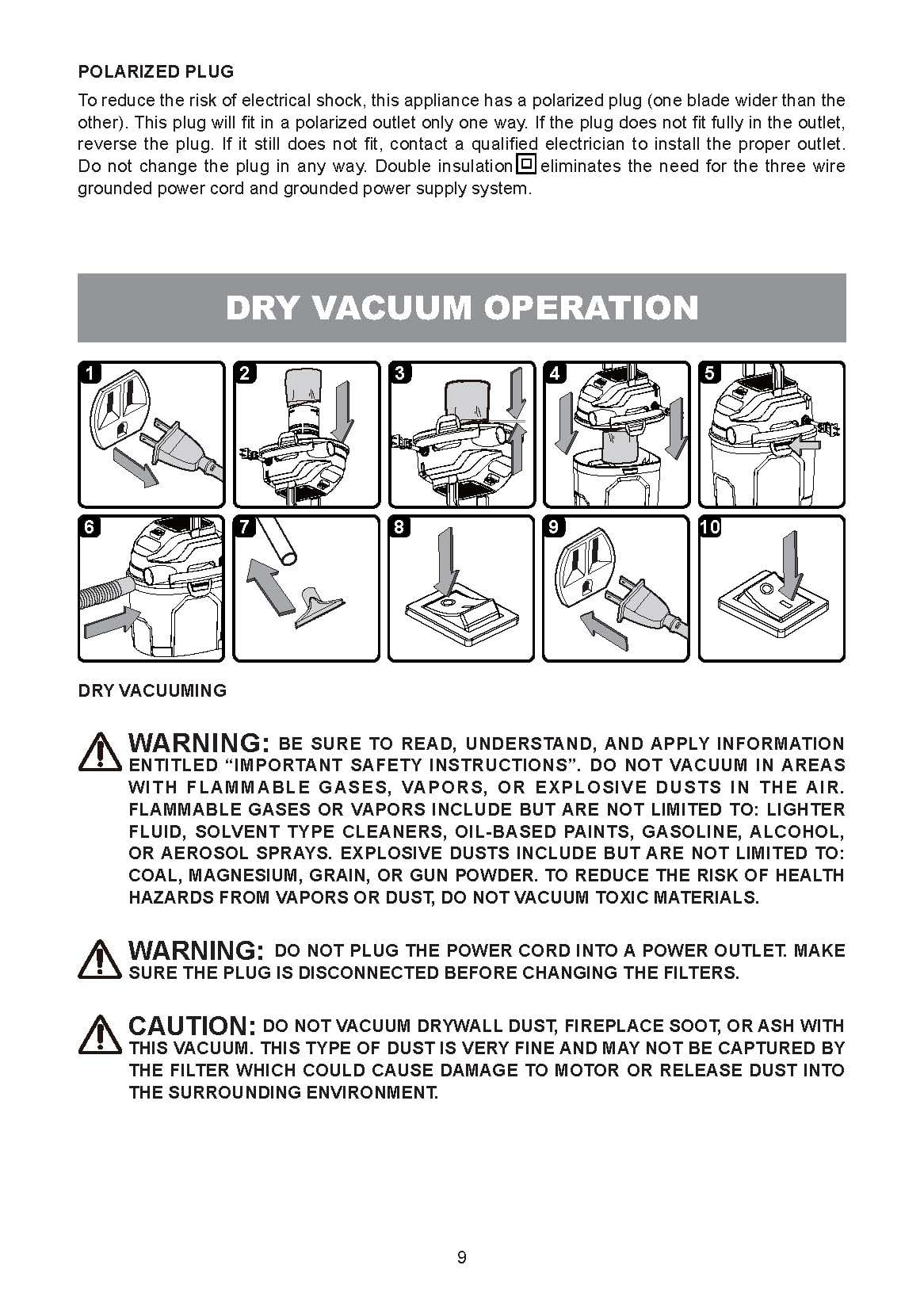 Hyper Tough 1.5gal 2 HP Wet/Dry Vacuum VH105 3502