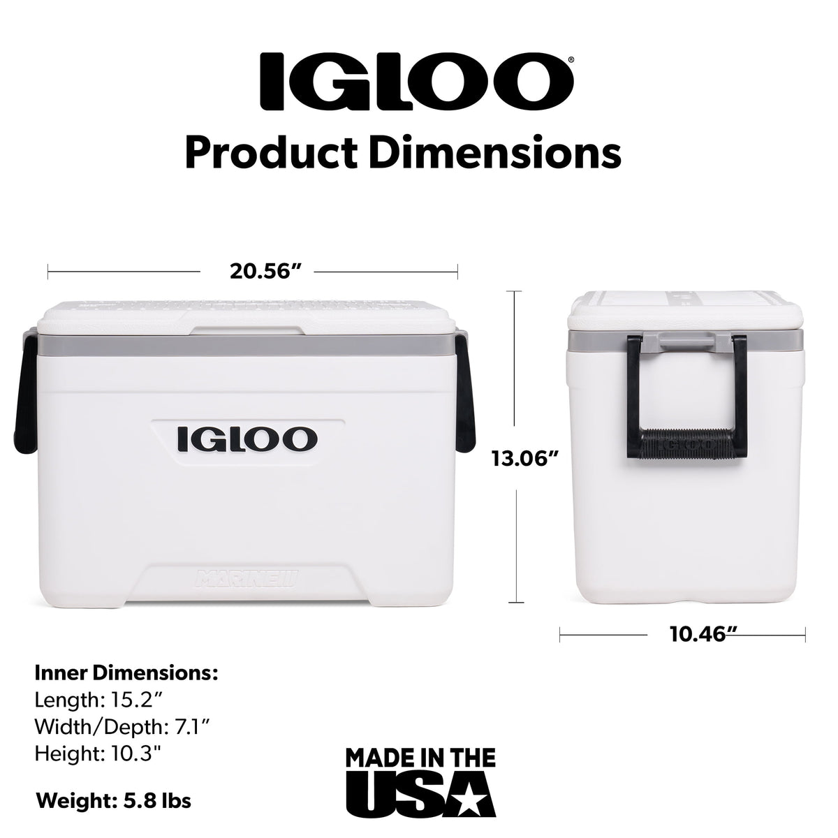 Igloo 25 QT Marine Hard Sided Cooler, White