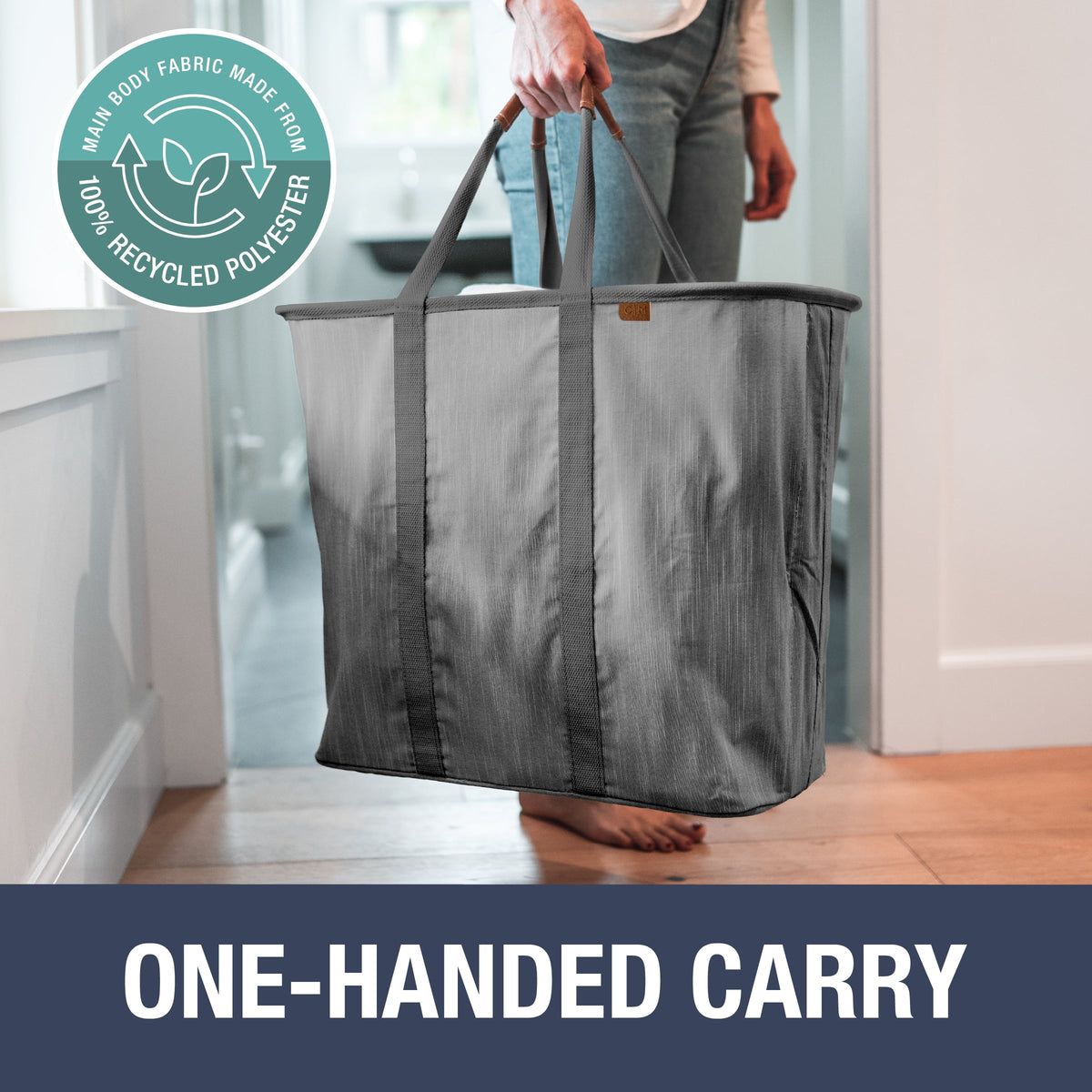 (2 pack) CleverMade Collapsible Fabric Laundry Hamper LUXE, Gray, Adult