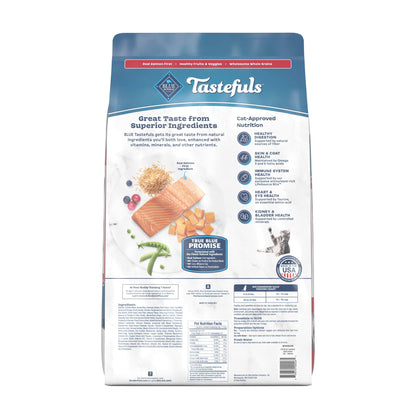 Blue Buffalo Tastefuls Natural Dry Food for Adult Indoor Cats, Salmon & Brown Rice Recipe, 15-lb Bag