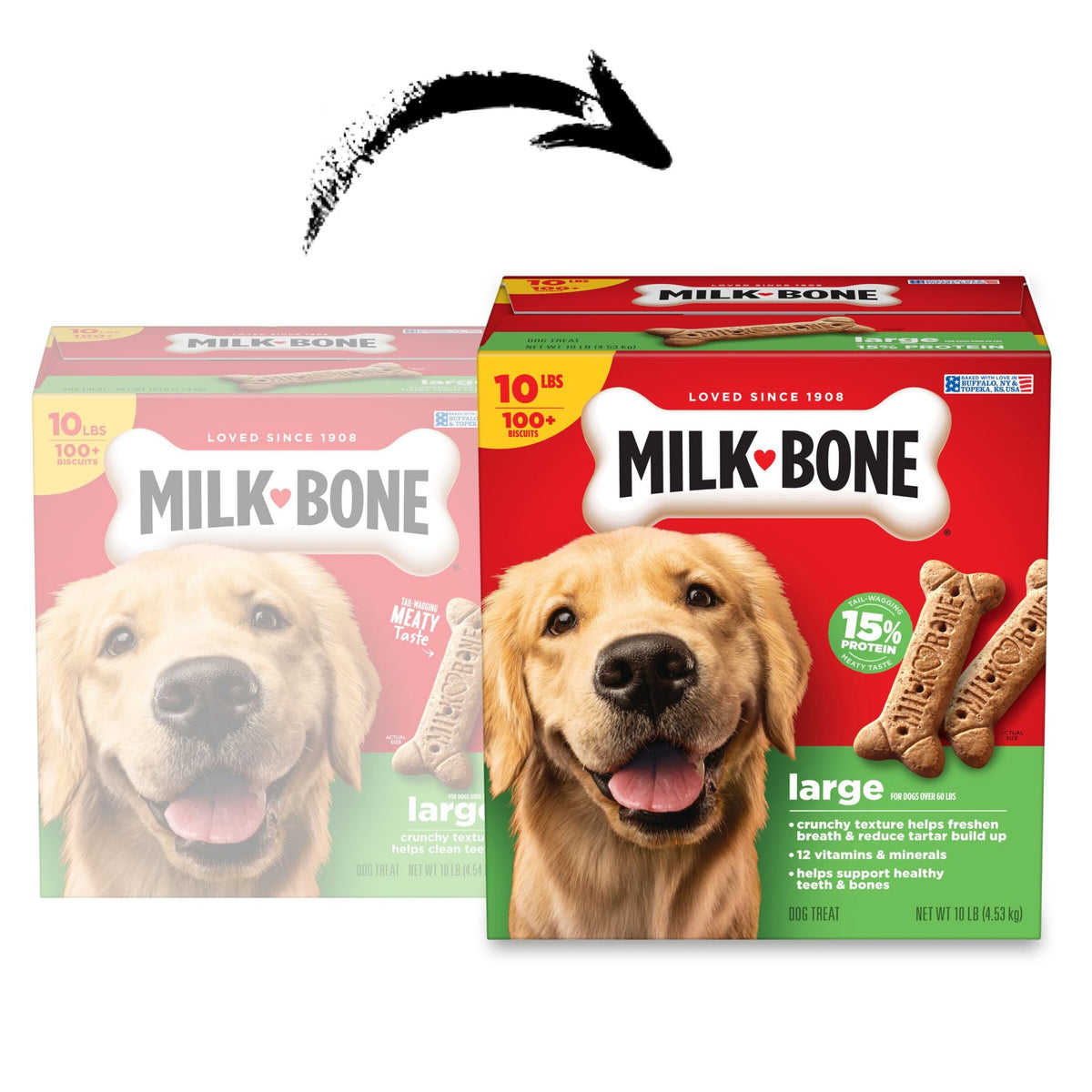 (2 pack) Milk Bone Crunchy Large Dog Treats, 10 Lb. Box, Original Beef Flavor