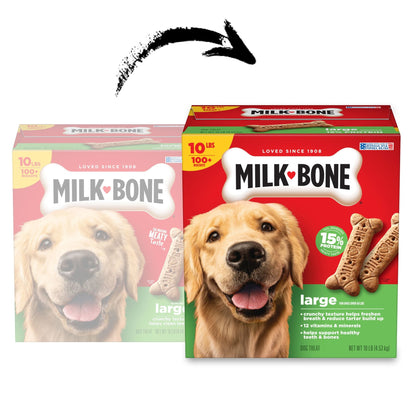 (2 pack) Milk Bone Crunchy Large Dog Treats, 10 Lb. Box, Original Beef Flavor