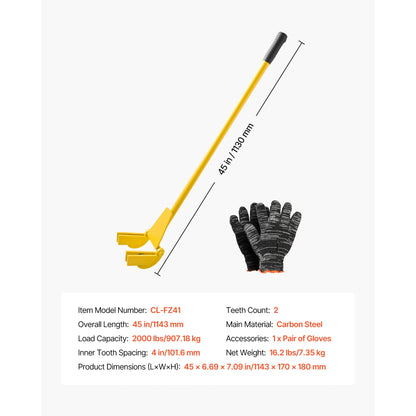 KFFKFF Pallet Buster Tool with 41-Inch Carbon Steel Handle, 2000 lbs Load Capacity, Durable Pry Bar for Deck Board Removal, Flooring, Framing, Roofing, Trim, and Drywall Tasks