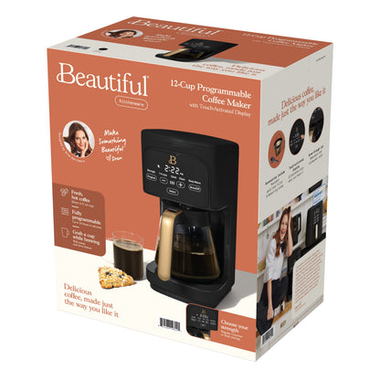Beautiful by Drew Barrymore 12-Cup Programmable Coffee Maker, Black Sesame
