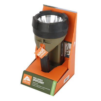Ozark Trail 4000 Lumen Dual Source Rechargeable Flashlight with 5000 mAh Power Bank, Olive