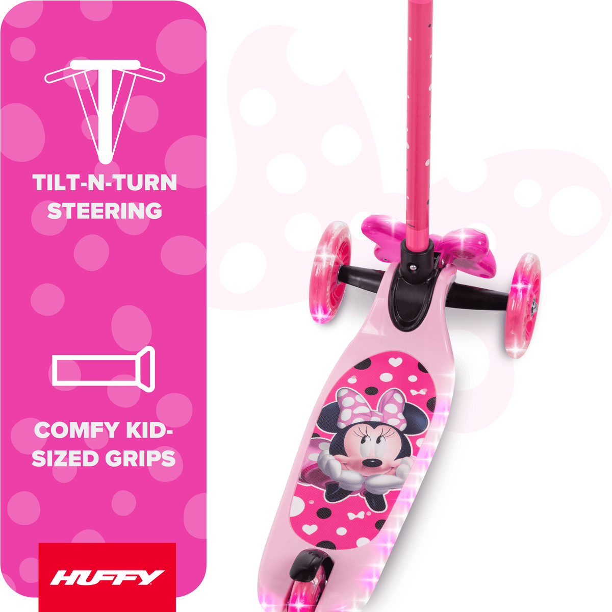 Huffy Disney Minnie Mouse Light-Up Toddler Scooter, Ages 3+, Pink, Girls