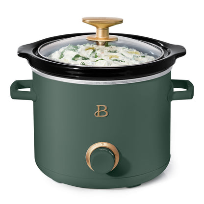 Beautiful 2-Pack 2qt Slow Cooker, Thyme Green, White Icing by Drew Barrymore