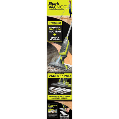Shark VACMOP Cordless Hard Floor Vacuum Mop, for Tile, Vinyl, Laminate, Wood, with (4) Disposable VACMOP Pads, 12-oz Shark Multi-Surface Cleaner, VM200