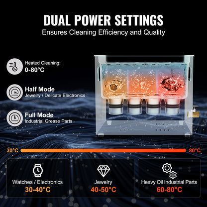 KFFKFF 10L Sonic Cleaning Device, 240W Digital Sonic Cleaning Equipment with Soft Setting & Enhanced Deaeration, 40kHz Commercial Ultrasonic Cleaner with Heating & Timing Function