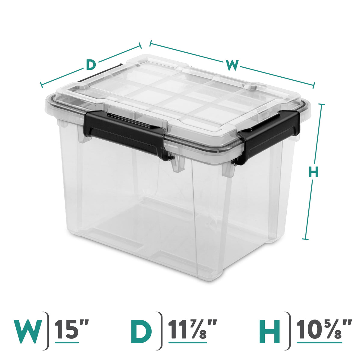 (3 pack) Sterilite Small Gasket Box, 19 Quart IP68 WaterProof Clear Plastic Storage Bin with Lid, Gasket Seal and Durable Latches, Black