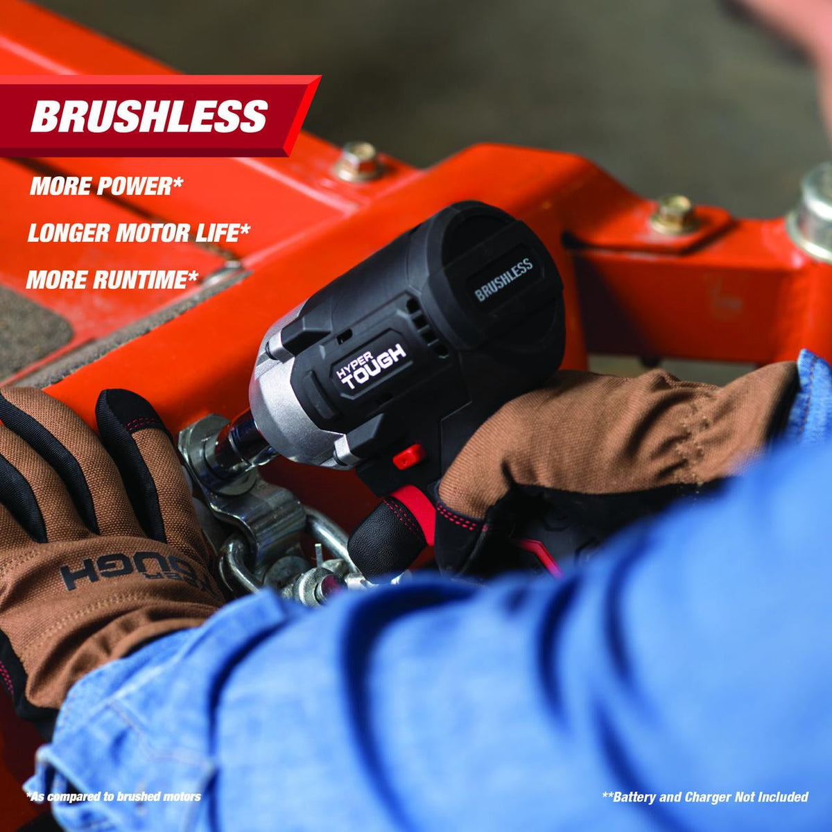 Hyper Tough 20V Max Brushless 1/2 in Cordless Impact Wrench, 350 ft-lbs, Tool Only