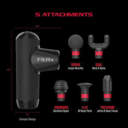 FitRx Mini Pro Neck and Back Massager, Handheld Deep Tissue Muscle Massage Gun
