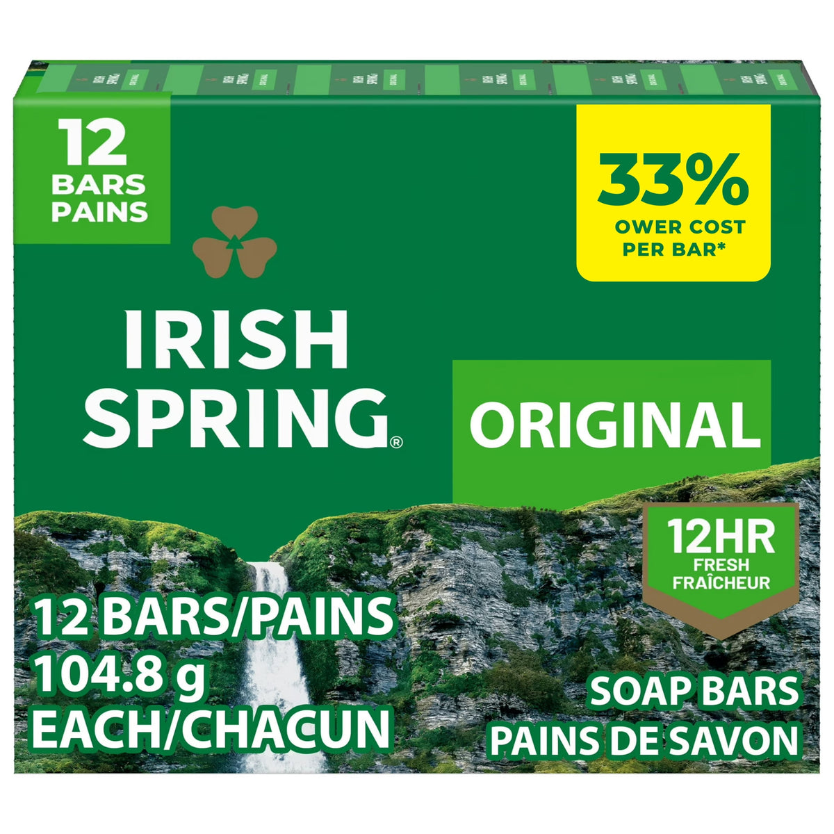 (4 pack) Irish Spring Bar Soap for Men, 12 HR Fresh Deodorant Soap, Original Scent, 3.7 oz Soap Bar (12 Pack)