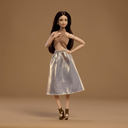 Barbie Basics Collectible Doll, Model 06 with Brunette Hair in Shimmery Golden Skirt & Halter