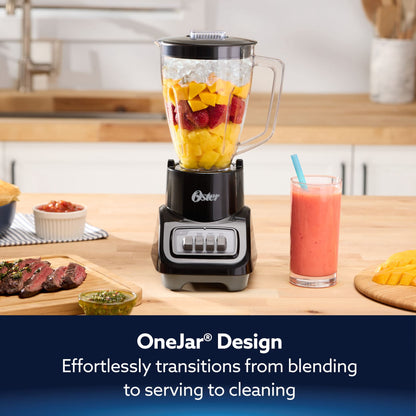 Oster Turbo 5-Speed 750W Black Countertop Blender With 6 Cup Jar, Kitchen Blender, Blender for Smoothies