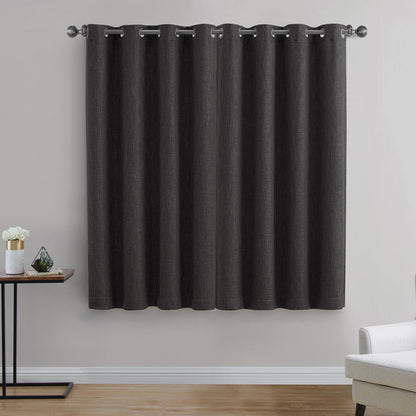 (2 pack) Better Homes & Gardens Solid Woven Textured Grommet Blackout Curtain Panel, 1-Piece, Black, 50" W x 63" L