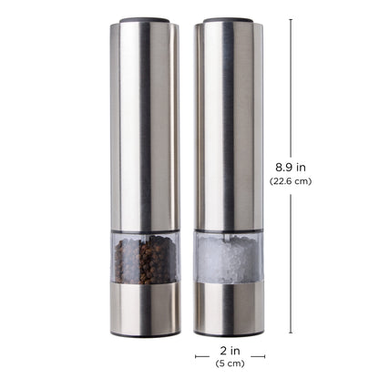 Kamenstein Battery Operated Stainless Steel Salt and Pepper Grinder Set of Two