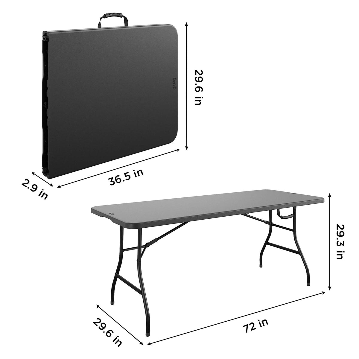 Cosco 6 Foot Premium Folding Table, Black