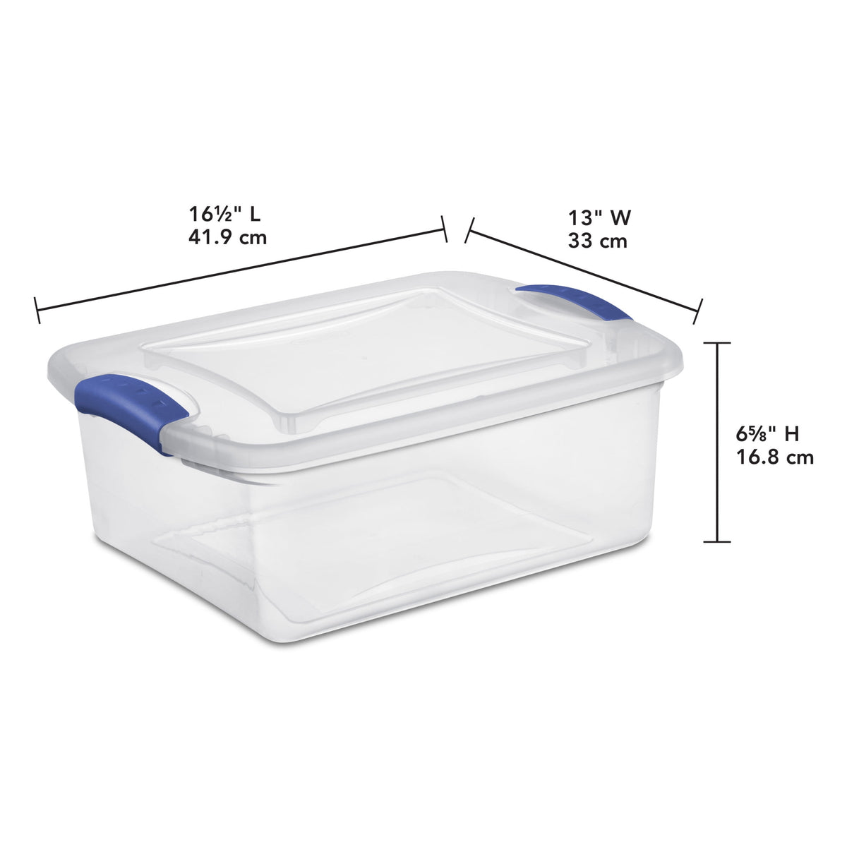 Sterilite Small Latching Storage Bin, 15 Quart Clear Plastic Storage Container with Latch Lid, Blue, 10 Pack