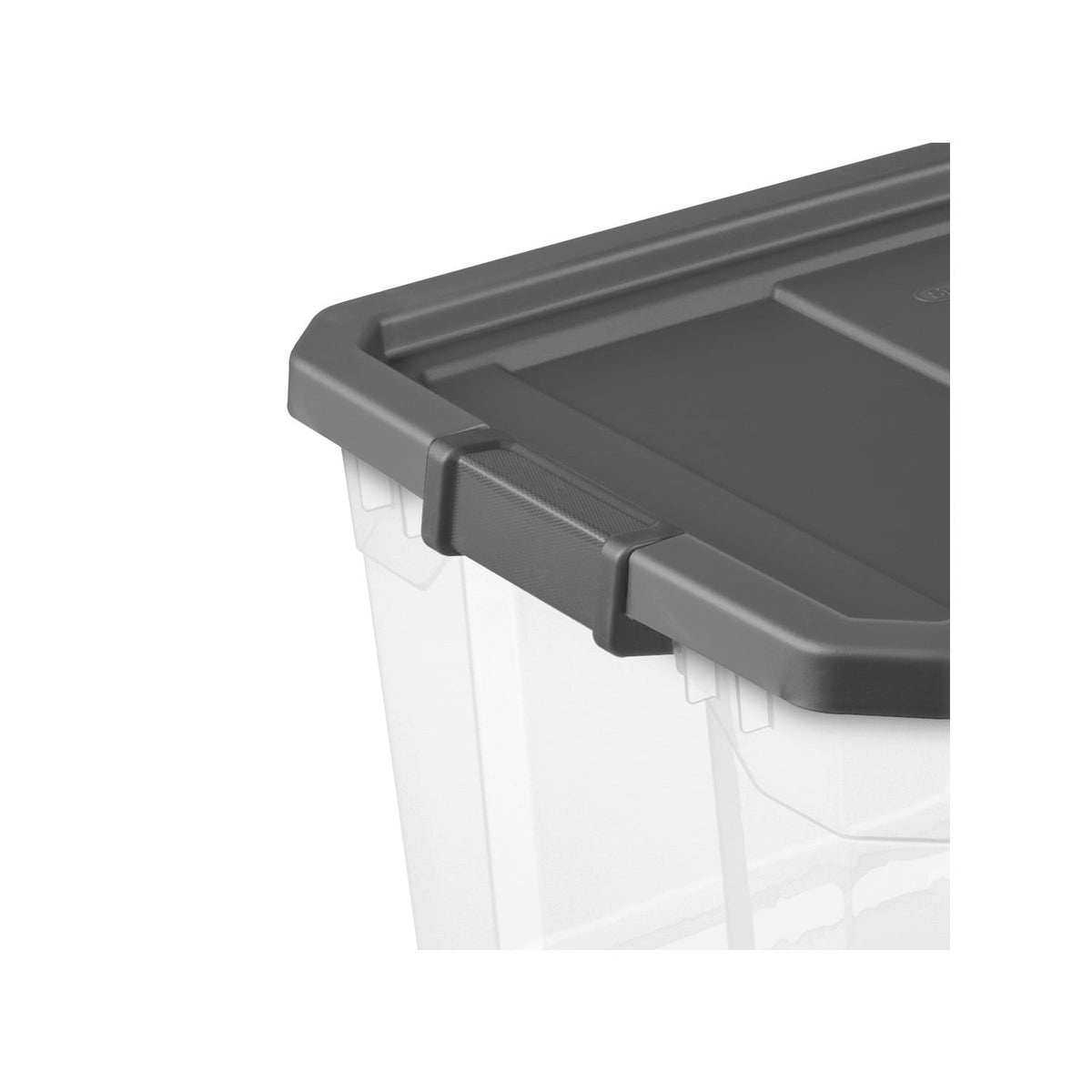 (2 pack) Sterilite 76 Quart Stacker Storage Bin, Clear Plastic Storage Container with Latch Lid, Durable, Dark Gray