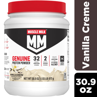 Muscle Milk Genuine Protein Powder, Vanilla, 32g Protein, 1.9lb, 30.9oz