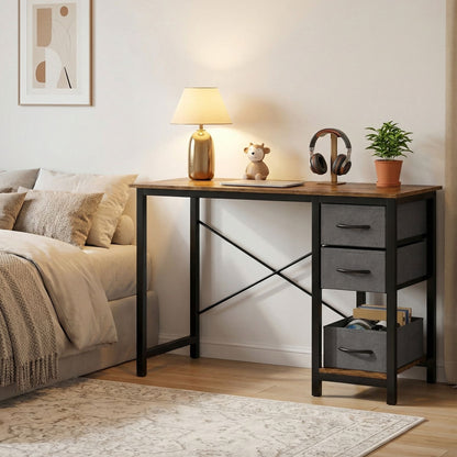 CONCETTA 40in Small Computer Desk with 2 Drawers, Side Headphone Hook, Writing Work Study Desk for Home, Rust Brown