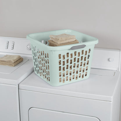Sterilite Small 1.5 Bushel Square Plastic Laundry Basket with 2 Comfort Grip Handles, Mint, 6 Pack