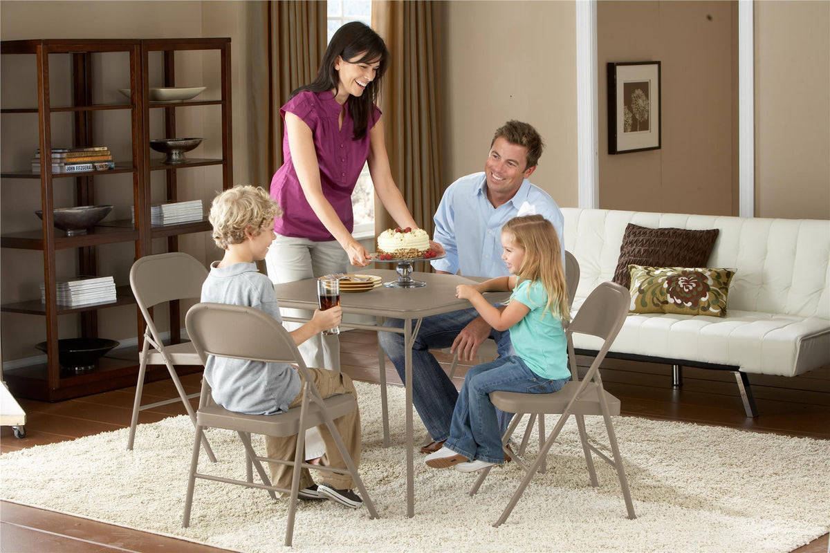 Mainstays All-Steel Metal Folding Chair, Beige, Set of 4