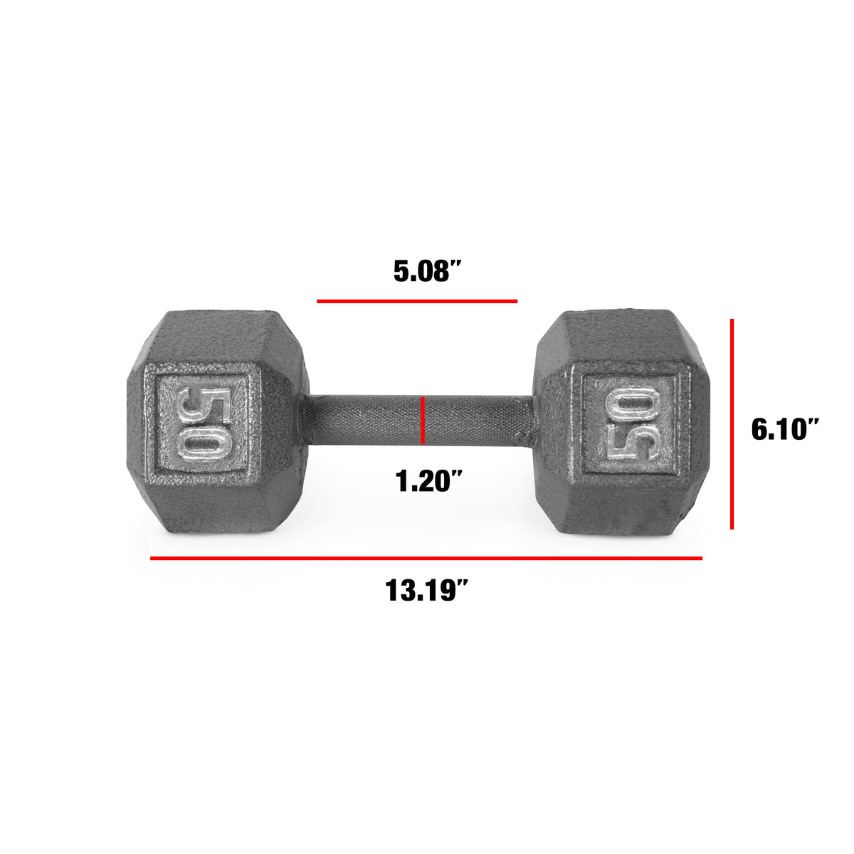 CAP Barbell 50lb Cast Iron Hex Dumbbell, Single